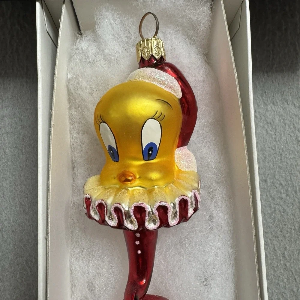 Christopher Radko Tweety Bird Glass Ornament Red‎ Glass Looney Tunes With Box